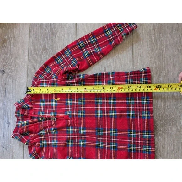 Polo Ralph Lauren Kids Red Tartan Plaid Quarter Zip Pullover Sweater Kids Boys 4 - Picture 4 of 7